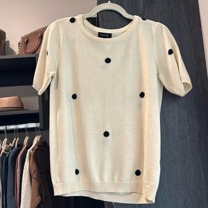 Roolee Cream Polka-Dot Top